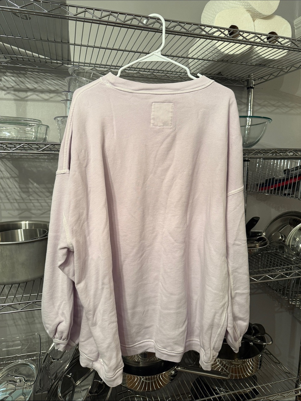 aerie Crewneck Sweatshirt in Pale Pink with White Piping - Picture 5 of 7